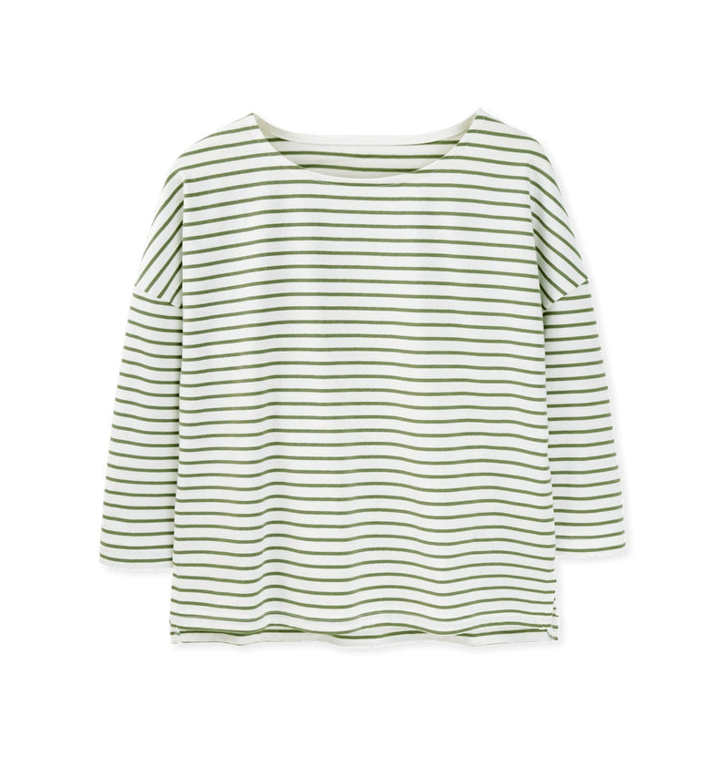 Organic Cotton Womens Striped Boat Neck Work Top Sizes 8-18 Uk - Sustainable Workwear Range