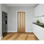 Modern 3 Panel Oak Frosted Glazed Unfinished Internal Door - All Sizes - Doors