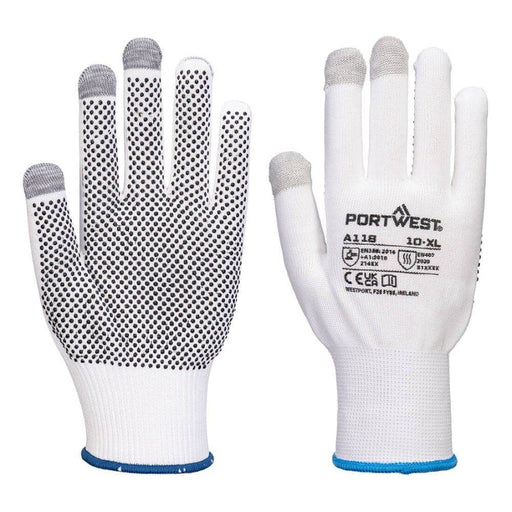Portwest A118 Grip 13 PVC Dotted Touchscreen Gloves (Pk12) - GRIP PERFORMANCE GLOVES