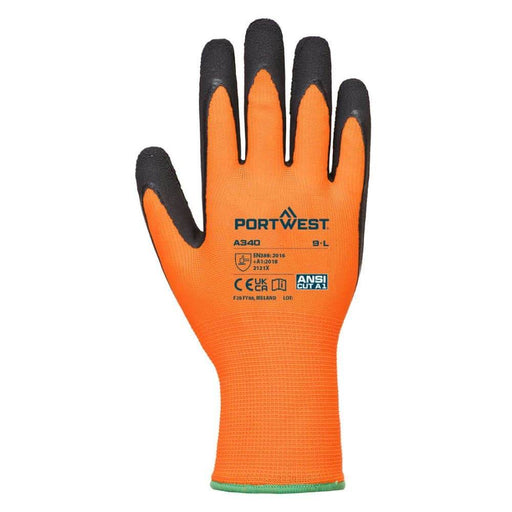 Portwest A340 Hi-Vis Grip Latex Glove - GRIP PERFORMANCE GLOVES