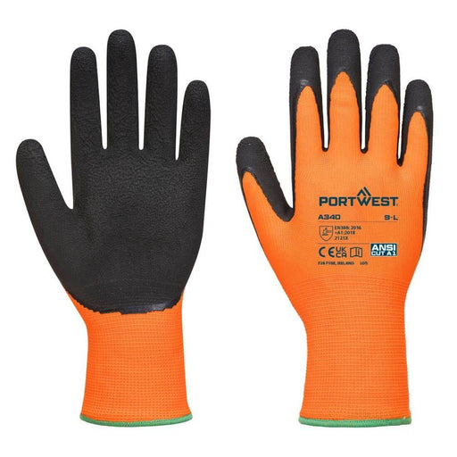 Portwest A340 Hi-Vis Grip Latex Glove - GRIP PERFORMANCE GLOVES