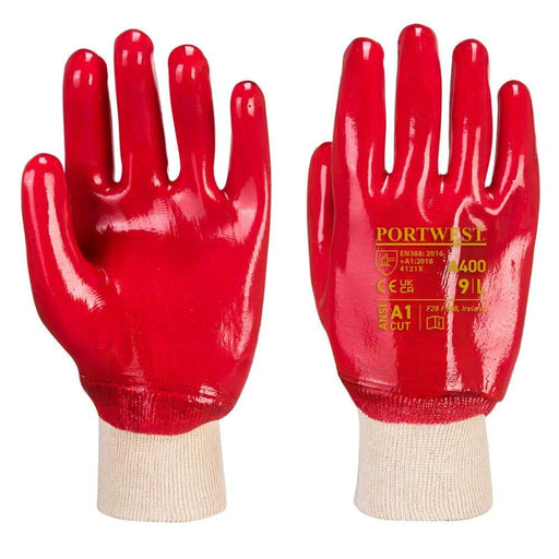 Portwest A400 PVC Knitwrist Gloves - LIQUID PROTECTION GLOVES