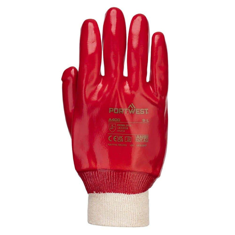 Portwest A400 PVC Knitwrist Gloves - LIQUID PROTECTION GLOVES