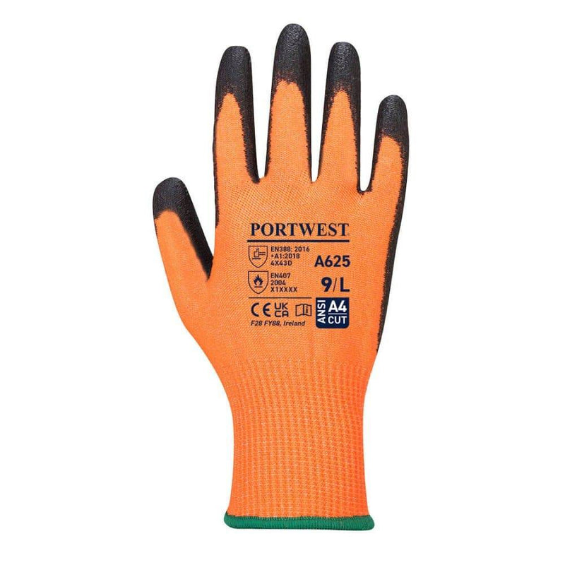 Portwest A625 Vis-Tex Cut Resistant PU Gloves - CUT GLOVES