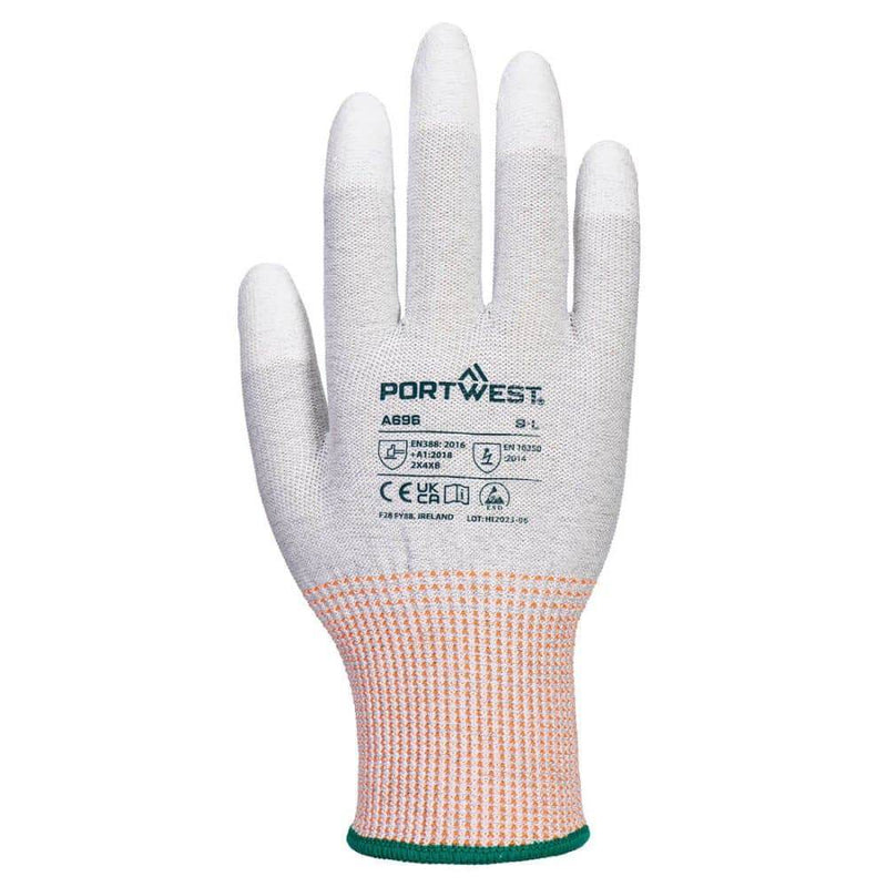 Portwest A696 LR13 ESD PU Fingertip Cut Gloves (Pk12) - ESD GLOVES