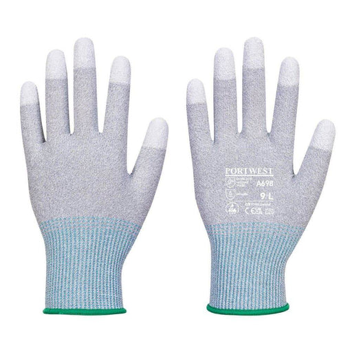 Portwest A698 MR13 ESD PU Fingertip Gloves (Pk12) - ESD GLOVES