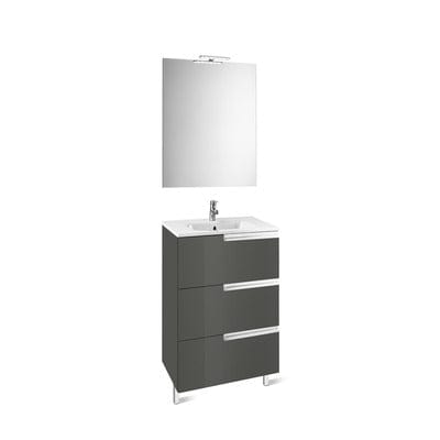 Victoria-N 600mm 3 Drawer Base Bathroom Unit - Basin, Mirror & Spotlight Pack - Bathrooms