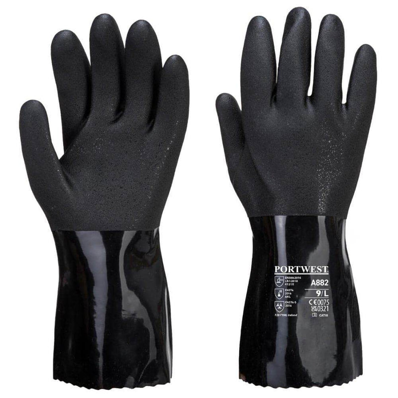 Portwest A882 ESD PVC Chemical Gauntlet Gloves - ESD GLOVES