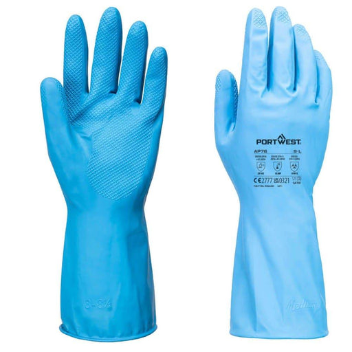 Portwest AP76 FD Chemical B Latex Light Gauntlet (Pack of 12) - CHEMICAL GLOVES