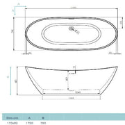 Aphrodite Freestanding Double Ended Bath - 1700 x 740mm - Bathrooms