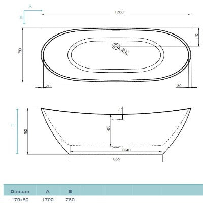 Aphrodite Freestanding Double Ended Bath - 1700 x 740mm - Bathrooms