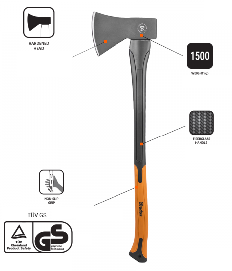 Universal Fiberglass Axe 1500g - Hardware > Tools > Axes Garden tools & Accesories