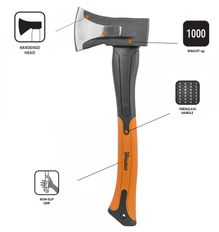 Fiberglass Splitting Axe 1000g - Hardware > Tools > Axes Garden tools & Accesories