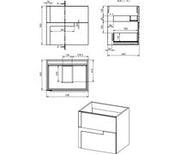 Achilles 615mm Wall Hung 2 Drawer Basin Unit & White Basin -