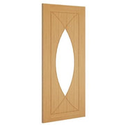 Wooden cabinet door with oval cutout on a white background