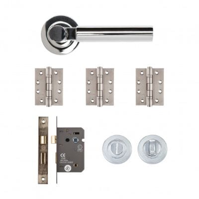 Arcadia Polished Chrome Bathroom Door Handle Kit -