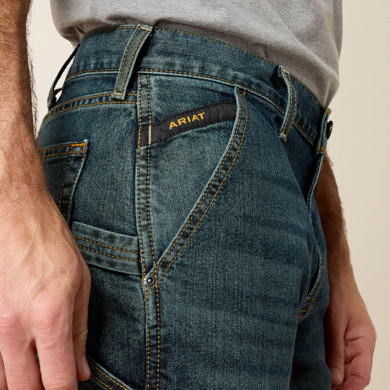 Ariat P24234 Mens Rebar M7 Slim DuraStretch Workhorse McCoy Blue Straight Leg Work Jeans Sizes 28-42 Inch Waist Workwear