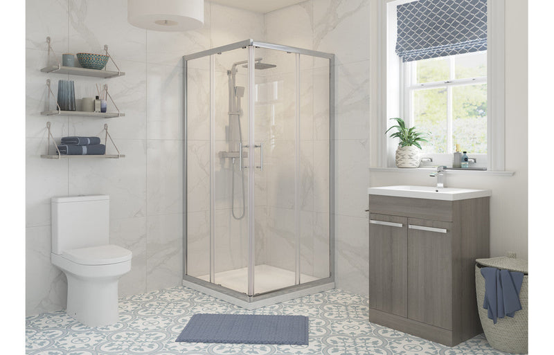 Athens Corner Entry Door - Chrome -