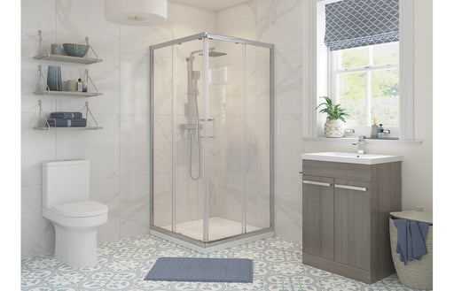 Athens Corner Entry Door - Chrome -