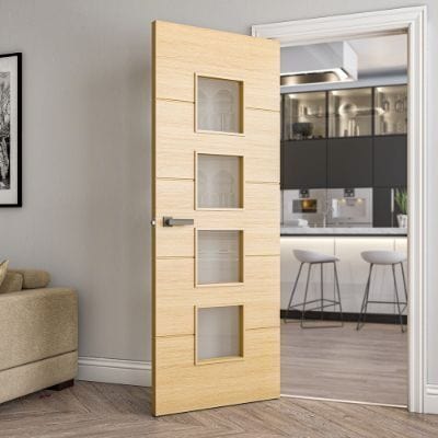 Augusta Oak Prefinished Glazed Internal Fire Door FD30 - All Sizes - Doors