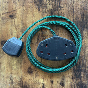 Coloured Fabric Decorative Extension Lead - Twisted Flex - Black Plug & Socket - Hardware > Power & Electrical Supplies > Extension Cords