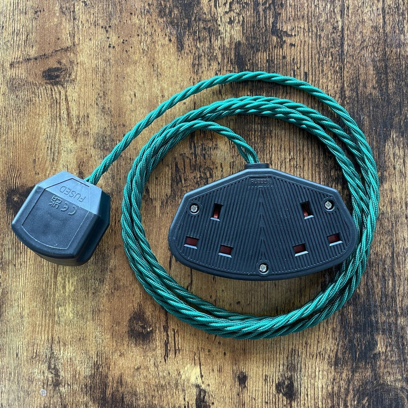 Coloured Fabric Decorative Extension Lead - Twisted Flex - Black Plug & Socket - Hardware > Power & Electrical Supplies > Extension Cords