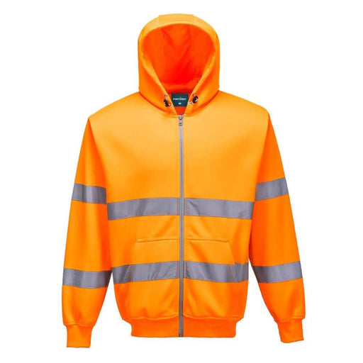 PORTWEST B305 HI-VIS ZIPPED HOODIE - HI-VIS SWEATSHIRTS & HOODIES