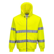PORTWEST B305 HI-VIS ZIPPED HOODIE - HI-VIS SWEATSHIRTS & HOODIES