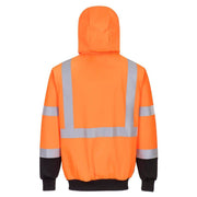 PORTWEST B315 HI-VIS CONTRAST ZIPPED HOODIE - HI-VIS SWEATSHIRTS & HOODIES