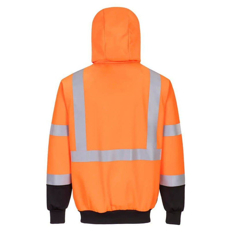 PORTWEST B315 HI-VIS CONTRAST ZIPPED HOODIE - HI-VIS SWEATSHIRTS & HOODIES