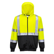 PORTWEST B315 HI-VIS CONTRAST ZIPPED HOODIE - HI-VIS SWEATSHIRTS & HOODIES