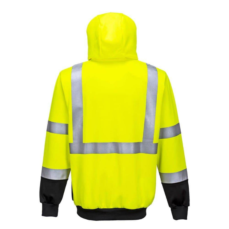 PORTWEST B315 HI-VIS CONTRAST ZIPPED HOODIE - HI-VIS SWEATSHIRTS & HOODIES