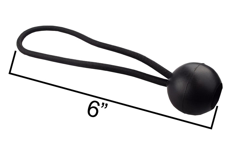 Bungee Ball 6" Black - Bungee Cords with Balls, Tarpaulin Bungee Cords, Elastic Bungee Strap - Black - Home & Garden Tarpaulins