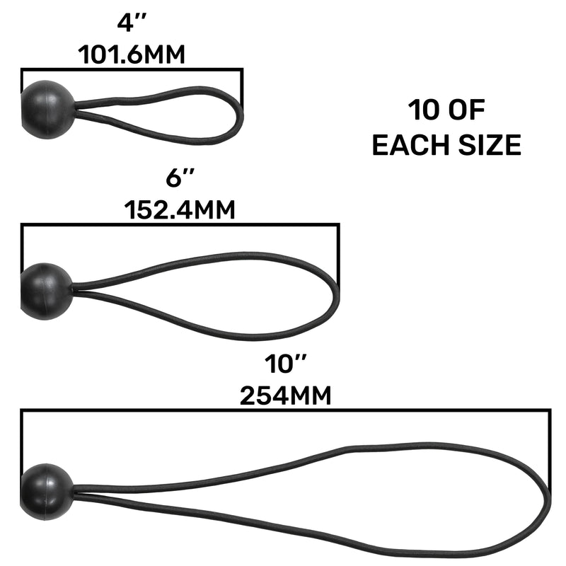 Bungee Ball Mix Black 4" 6" 10" Pack of 30 - Home & Garden Tarpaulins