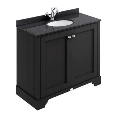Matt Black Two Door Basin Cabinet - Bathrooms