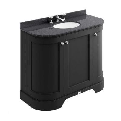 Matt Black Curved Basin Cabinet - All Sizes - Bathrooms