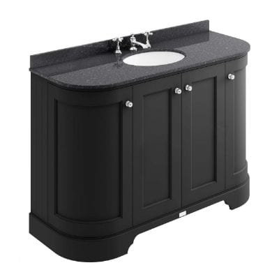 Matt Black Curved Basin Cabinet - All Sizes - Bathrooms