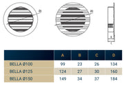 Louvre Vent Round Bella 125mm White - Hardware > Heating, Ventilation & Air Conditioning