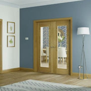 Palermo Internal Oak Rebated Door Pair with Clear Glass -
