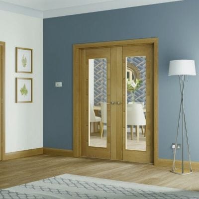 Palermo Internal Oak Rebated Door Pair with Clear Glass -