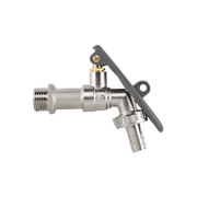 Lever Tap Brass Nickle Plated 1/2" BSPM Inlet with Hose Barb and lock - Home & Garden > Lawn & Garden Garden watering