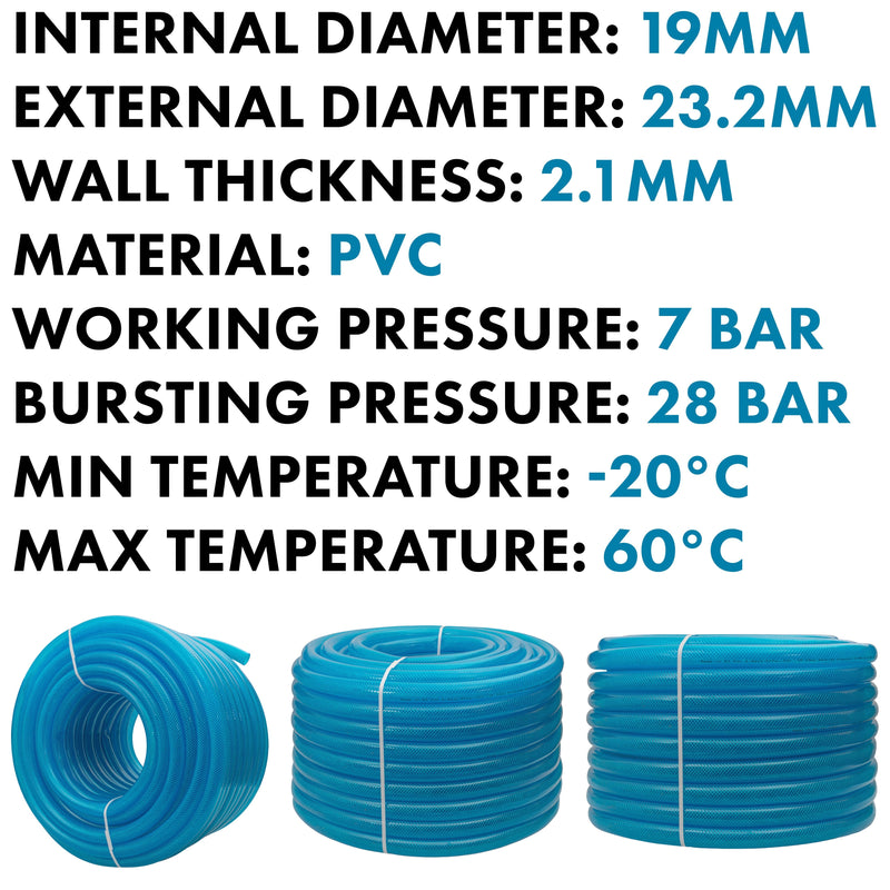 Braided Fuel Hose Blue Transparent PVC 19mm*2.1mm - Vehicles & Parts > Vehicle Parts & Accessories Tech Hose & Fittings