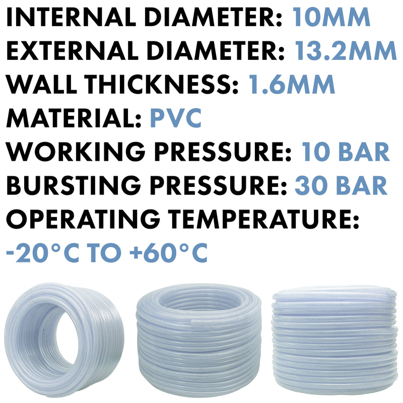 Clear Braided PVC Pipe 10mm*1.6mm - Hardware > Plumbing > Plumbing Pipes Tech Hose & Fittings