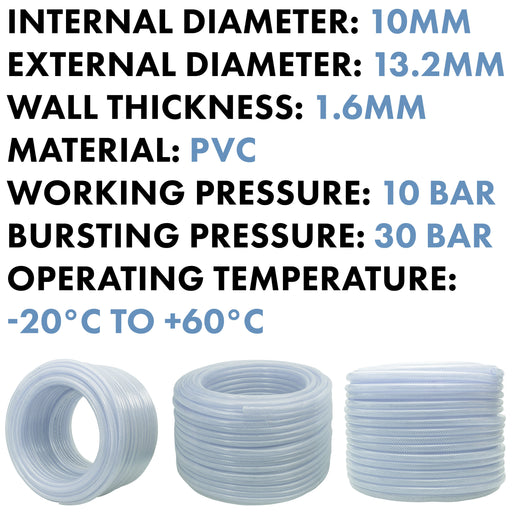Clear Braided PVC Pipe 10mm*1.6mm - Hardware > Plumbing > Plumbing Pipes Tech Hose & Fittings