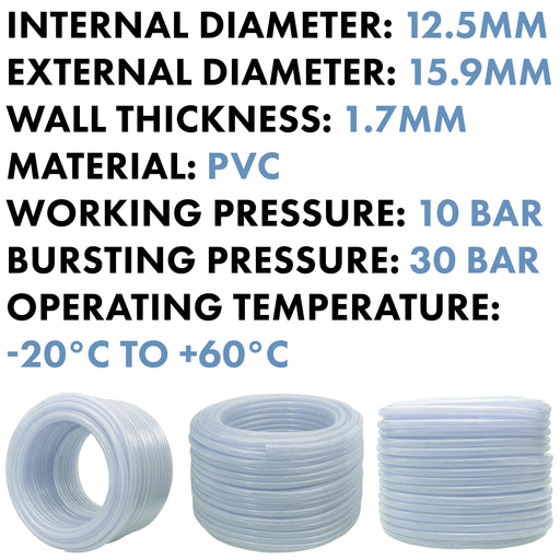Clear Braided PVC Pipe 12.5mm*1.7mm - Hardware > Plumbing > Plumbing Pipes Tech Hose & Fittings