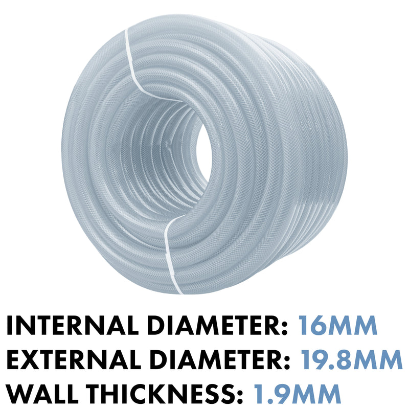 Clear Braided PVC Pipe 16mm*1.9mm - Hardware > Plumbing > Plumbing Pipes Tech Hose & Fittings
