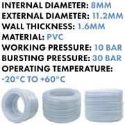 Clear Braided PVC Pipe 8mm*1.6mm - Hardware > Plumbing > Plumbing Pipes Tech Hose & Fittings