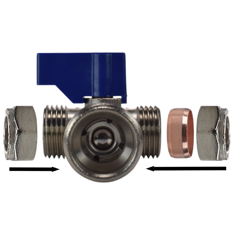 Brass Compression Tee Valve 15mm - ¾” BSP Male - OTHER