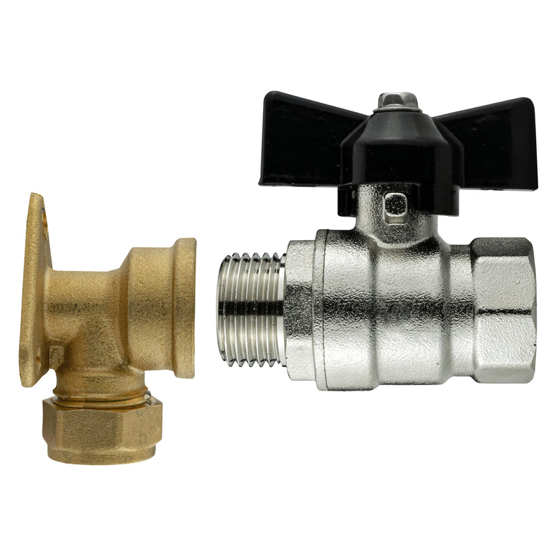 15mm Brass Wall Flange Kit with 1/2" BSP Bib Valve - Home & Garden > Lawn & Garden Garden watering