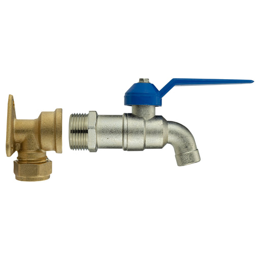 15mm Brass Wall Flange Kit with Simple Lever Tap - Home & Garden > Lawn & Garden Garden watering